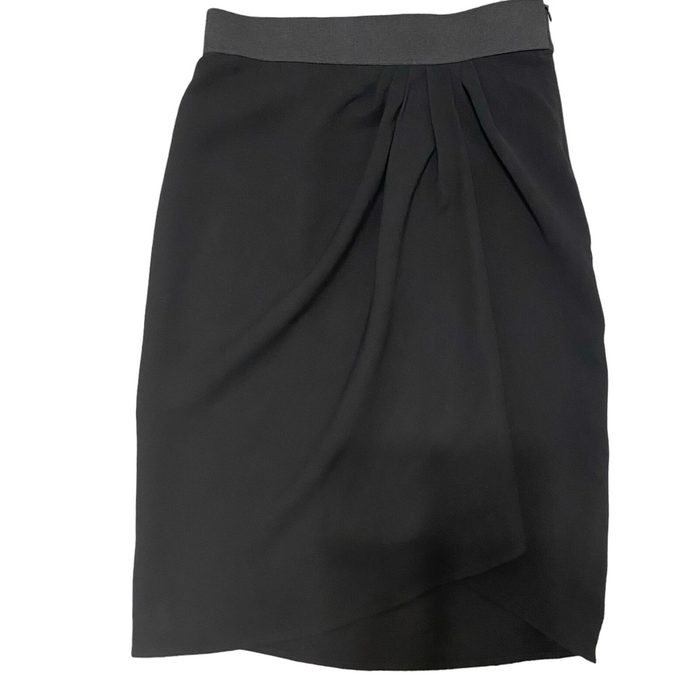 Derek Lam Black Draped Tulip Skirt Size S Black Silk Knee Length Office Chic